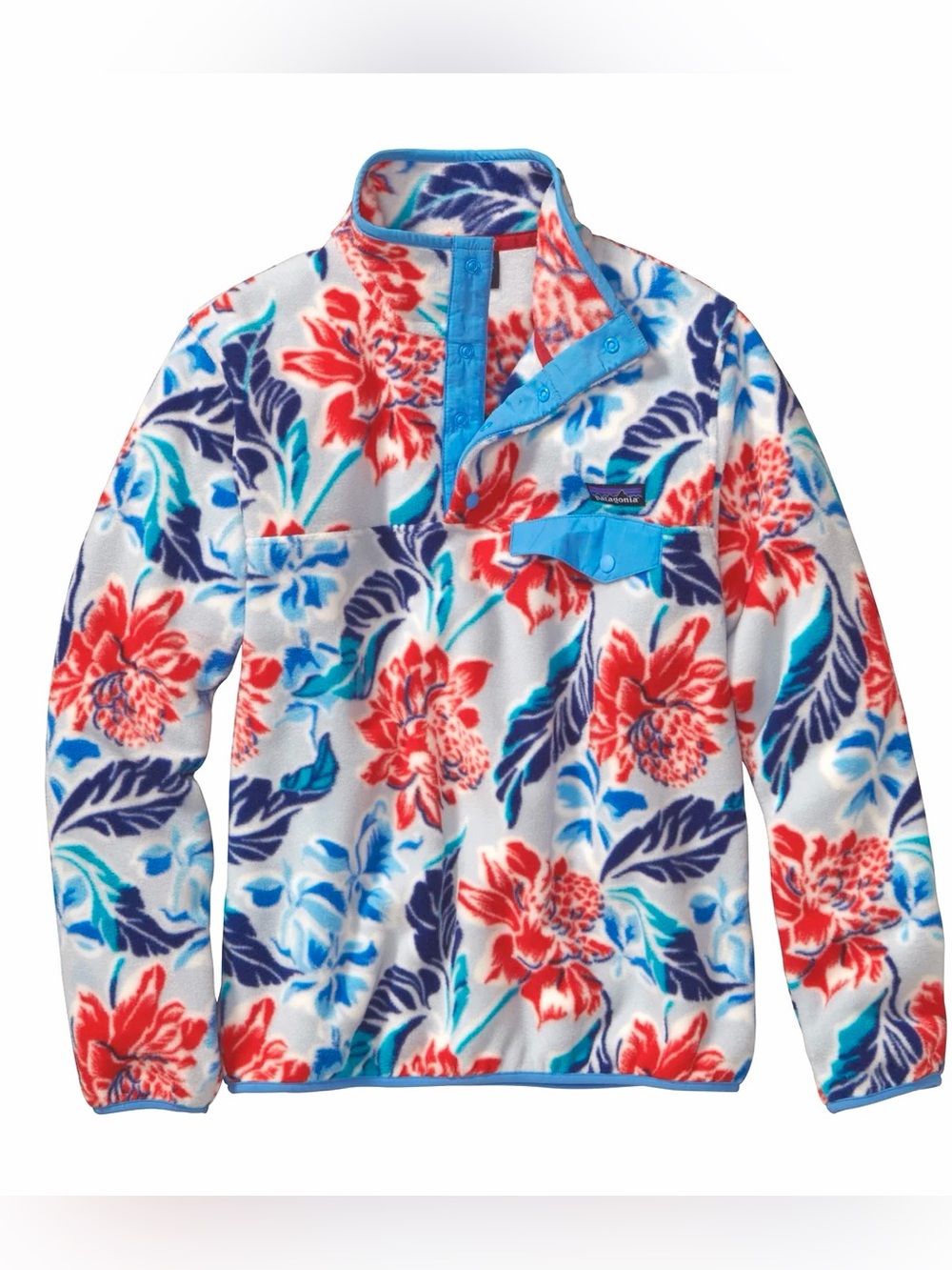 Patagonia Synchilla Snap T Pullover Manoa Dusk Blue Floral Print Fleece
